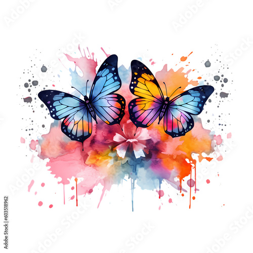 Bunte Schmetterlinge als Wasserfarbe © Aivantgarde