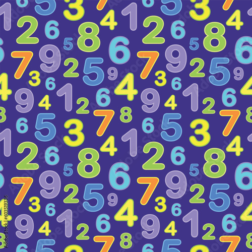 Background of numbers mixed (pattern). Good for social media, comics doodle style design elements, t-shirt print, poster, card, book cover. Vector cartoon children figures.