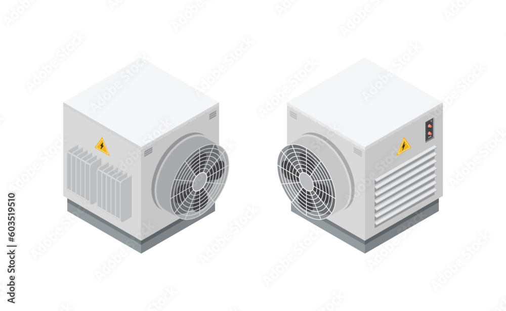 Air conditioning in isometric style on white background. illustrator vector. Air conditioning in isometric style on white background. illustrator vector.