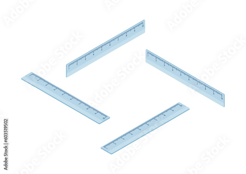 Set isometric ruler icon. illustrator vector