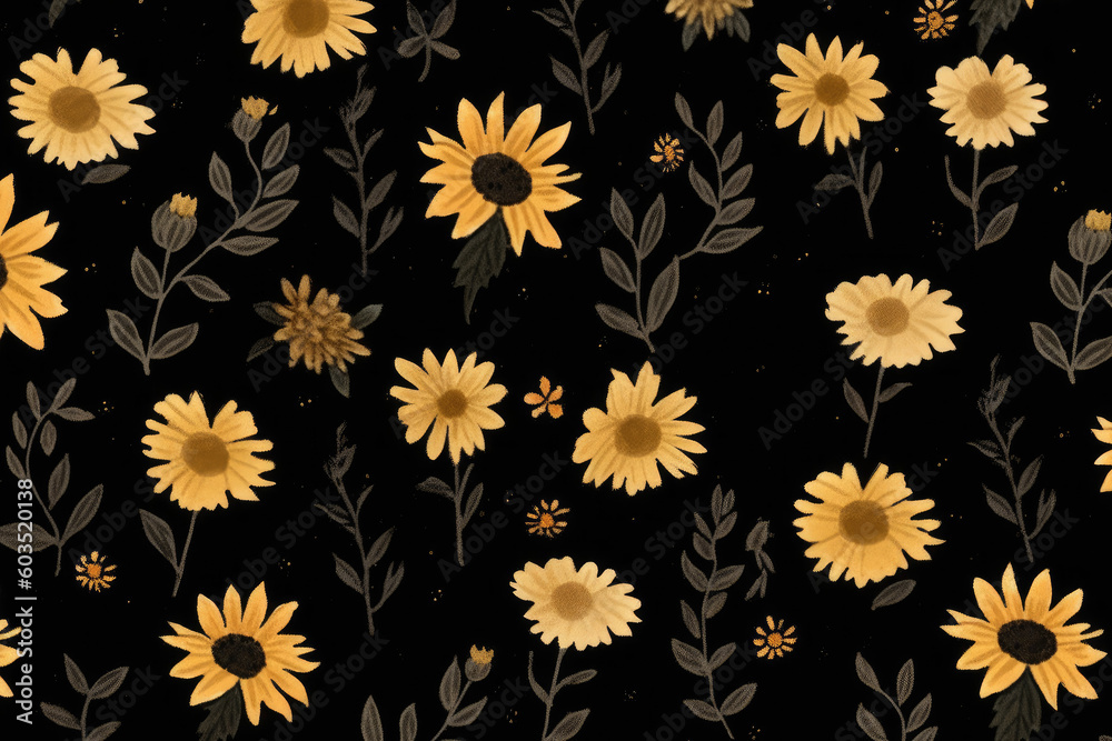 cute doodle rough paint sunflowers background cute doodle rough paint sunflowers background