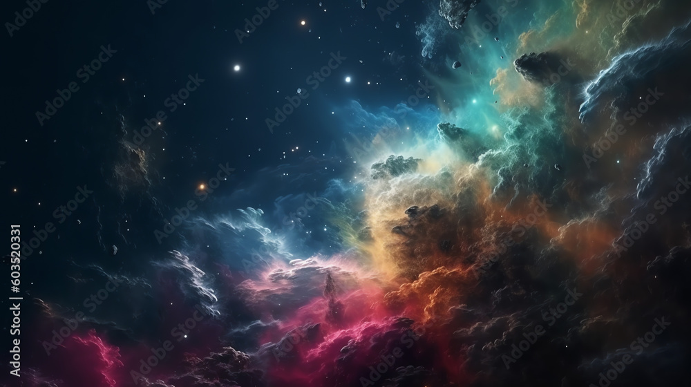 colorful space filled with stars and clouds colorful space filled with stars and clouds