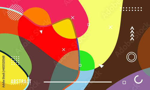 Colorful Abstract Memphis Fluid and Geometric Background. Multi Color Background Template. Modern Design Template For Your ad Banner, Poster, Cover, Web page, Brochure, and flyer. Vector Eps 10