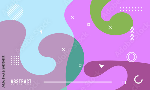 Colorful Abstract Memphis Fluid and Geometric Background. Multi Color Background Template. Modern Design Template For Your ad Banner, Poster, Cover, Web page, Brochure, and flyer. Vector Eps 10