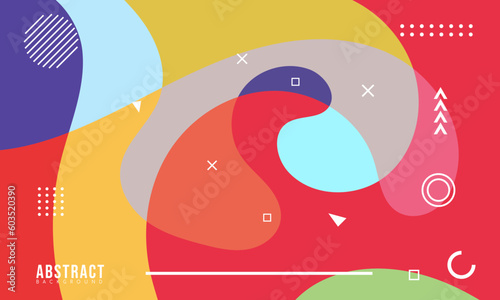 Colorful Abstract Memphis Fluid and Geometric Background. Multi Color Background Template. Modern Design Template For Your ad Banner, Poster, Cover, Web page, Brochure, and flyer. Vector Eps 10