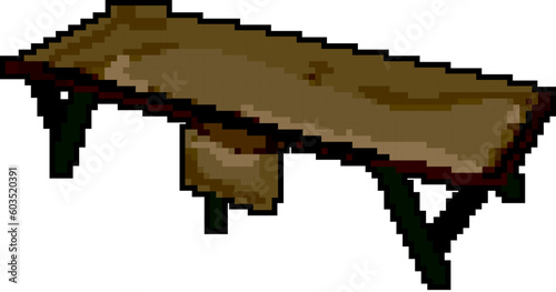 furniture cot camp game pixel art retro vector. bit furniture cot camp. old vintage illustration