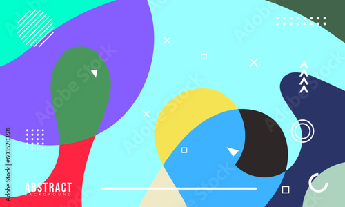 Colorful Abstract Memphis Fluid and Geometric Background. Multi Color Background Template. Modern Design Template For Your ad Banner, Poster, Cover, Web page, Brochure, and flyer. Vector Eps 10