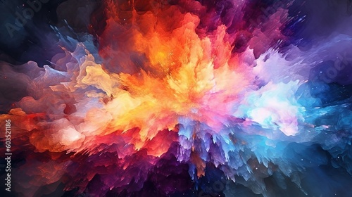 Explosions of colors on a picture  many colors. Generative AI