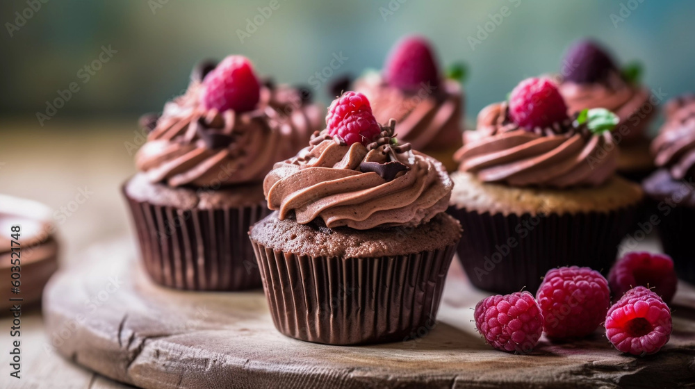 Chocolate Cupcakes with Whipped Buttercream Frosting and Berries