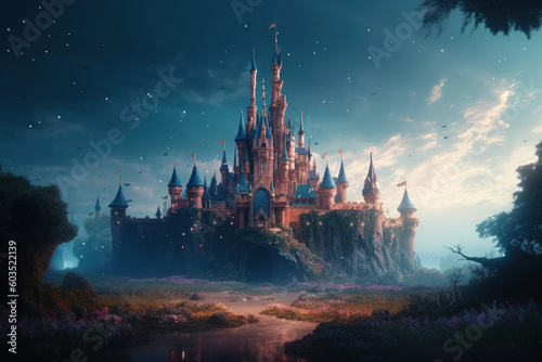 Fairy tale castle at dusk