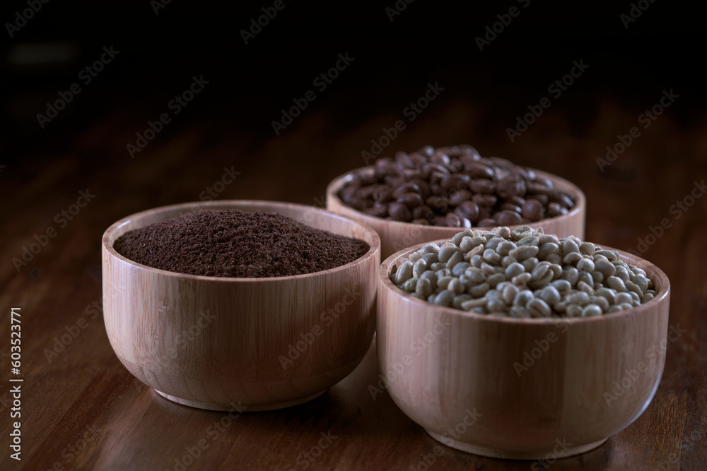 coffee in a wooden bowl