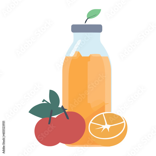 Fresh organic fruit and vegetable juice bottle