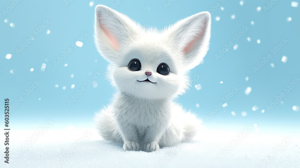 Cute fox with snowfall Cute fox with snowfall