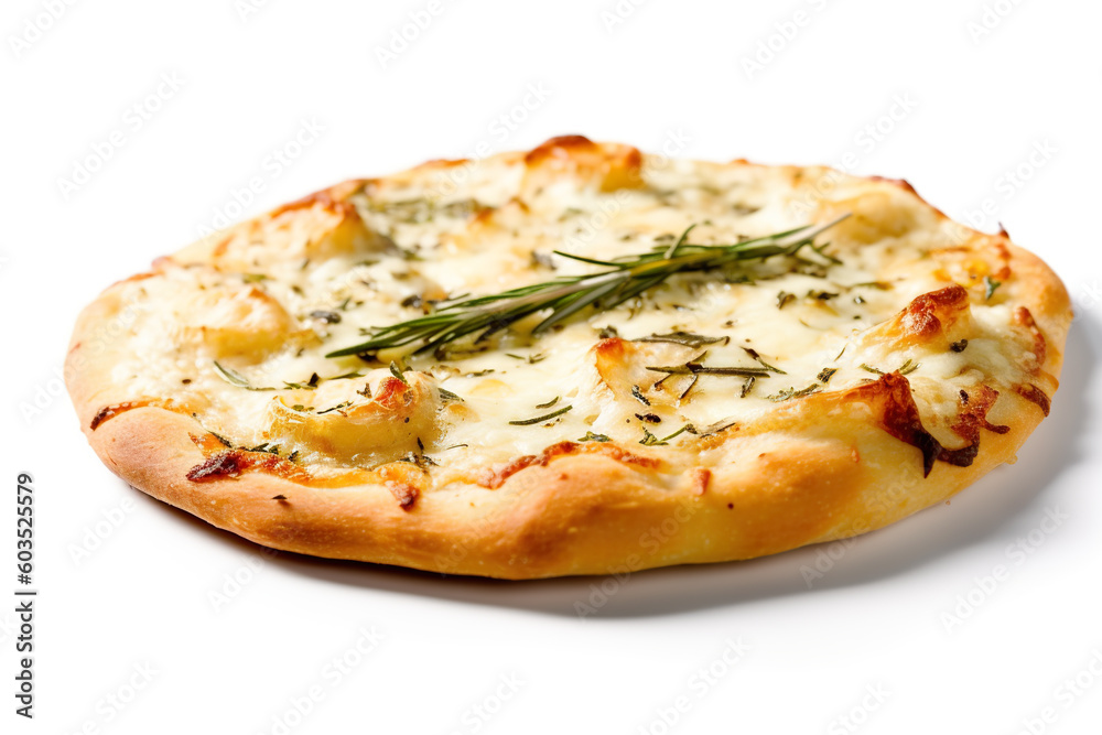 Pizza bianca - pizza without tomato sauce, usually with olive oil and cheese. Generative AI.