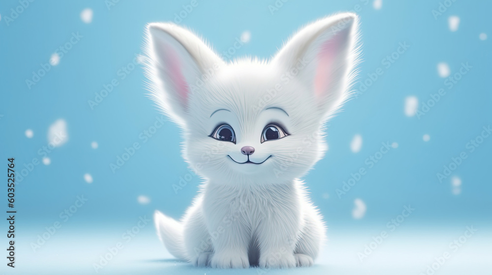 Fototapeta premium Cute fox with snowfall