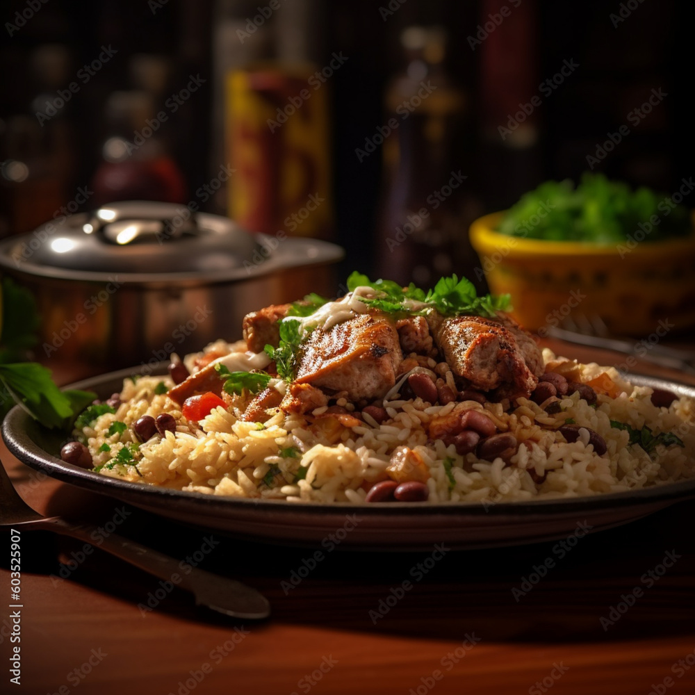 brazilian typical plate with rice and beans brazilian typical plate with rice and beans