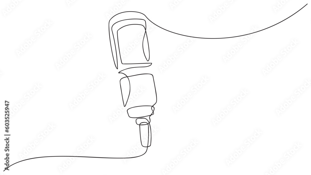 Obraz premium Continuous one line drawing microphone. Podkast. vector illustration