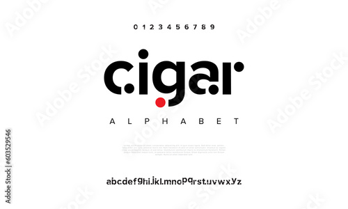 Cigar abstract digital technology logo font alphabet. Minimal modern urban fonts for logo, brand etc. Typography typeface uppercase lowercase and number. vector illustration