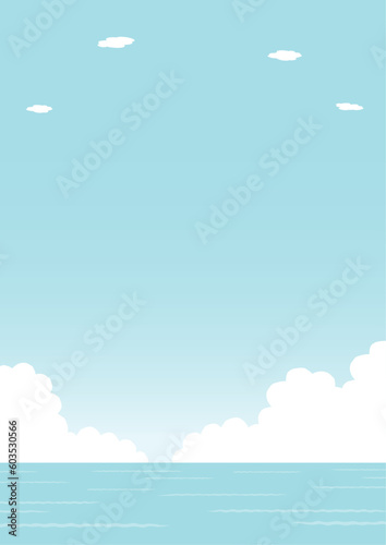 入道雲と海の背景イラスト_1_縦

