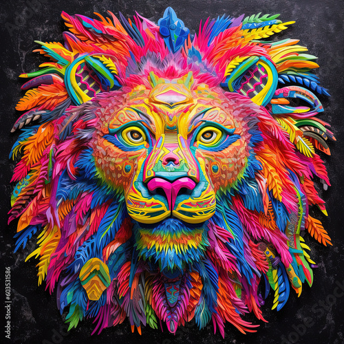 Generative AI - Fluorescent Mosaic Lion