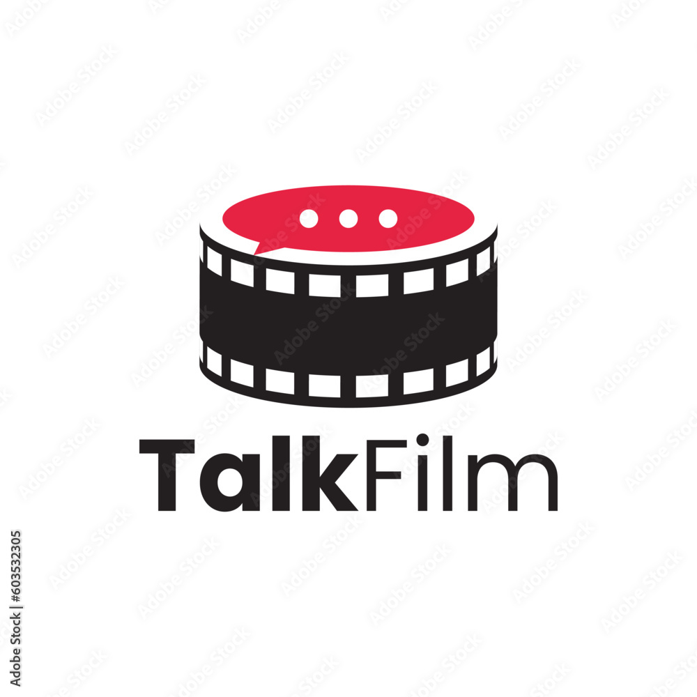Unique logo combination of speech bubble and film strip. It is suitable for use as a communication logo.