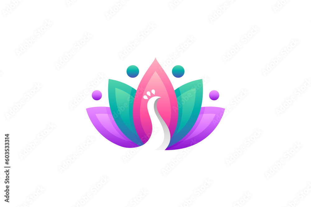 beautiful peacock colorful gradient logo template beautiful peacock colorful gradient logo template