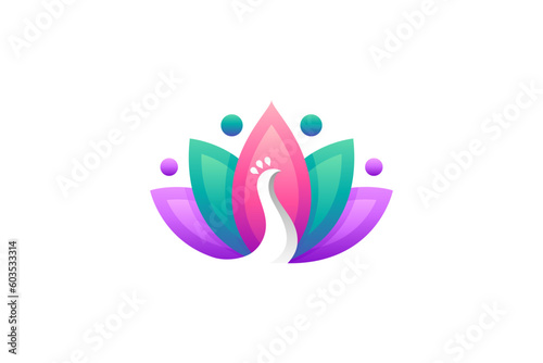 beautiful peacock colorful gradient logo template