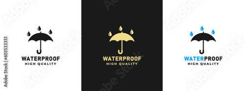 Waterproof label vector or waterproof logo vector isolated in Flat Style. Waterproof label for product packaging design element. Waterproof logo for packaging design element.