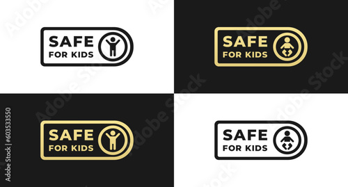 Safe for kids label or Safe for kids icon vector isolated in flat style. Best Safe for kids label for product packaging design element. Safe for kids icon for packaging design element.