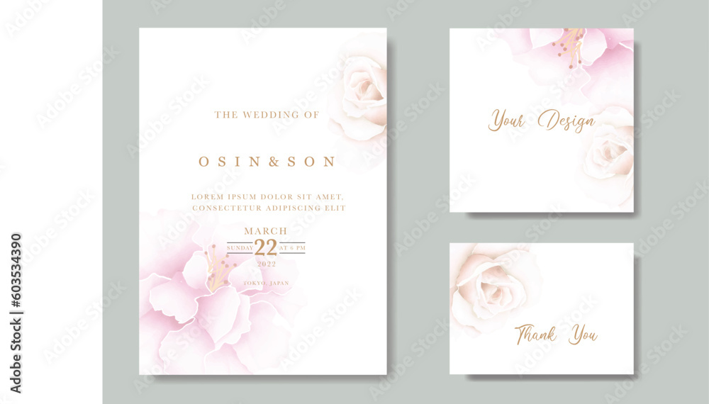 Beautiful Floral Leaves Watercolor Wedding Invitation Card