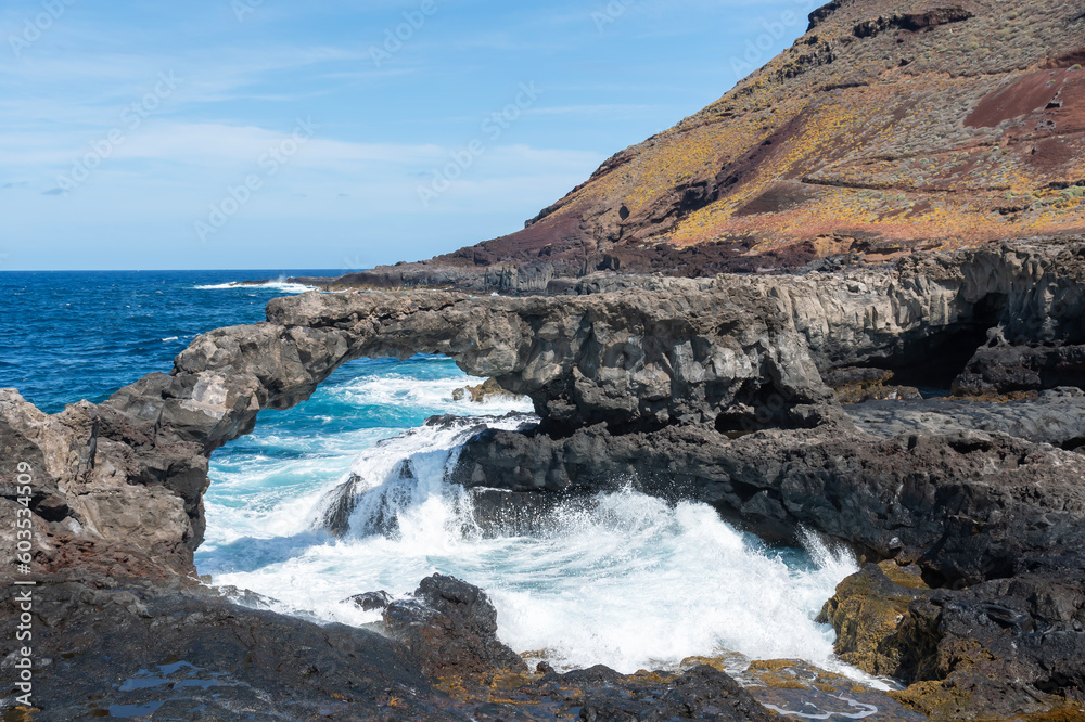 Wild coast of the island of El Hierro, Canary.
 rock arch.