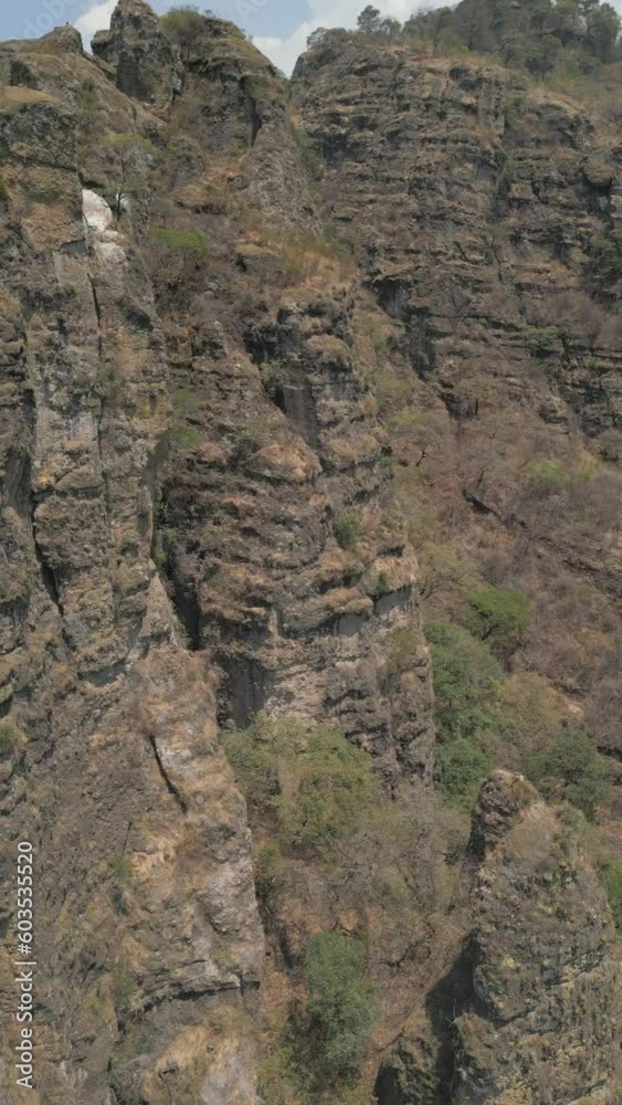 Aerial view of the mountains of Amatlan de Quetzalcoatl in Morelos. Vertical video of Mexican sierras in the state of Morelos. Travel and vacation concept Aerial view of the mountains of Amatlan de Quetzalcoatl in Morelos. Vertical video of Mexican sierras in the state of Morelos. Travel and vacation concept