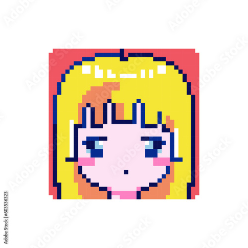 Cute Pixel Art Emote Icons. Expressive 8bit Blonde Girl Emoji Experiencing Neutral Indifferent Emotions - Perfect for Decorative Digital Art, Game Streaming, Stickers, Video Game Element.
