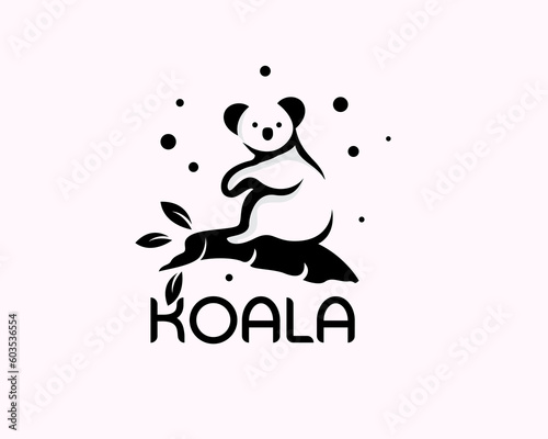 silhouette koala patch at tree logo icon symbol design template illustration inspiration