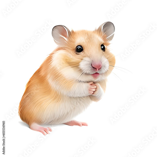 Cute hamster mouse with white background. Generative AI
