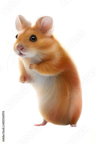 Cute hamster mouse with white background. Generative AI