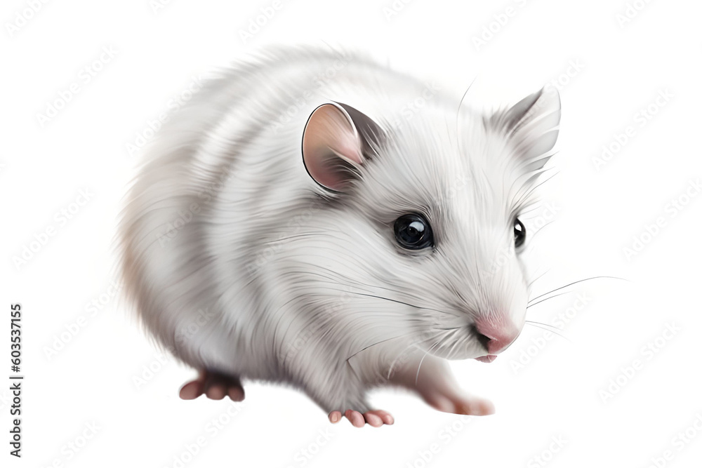 Obraz premium Cute hamster mouse with white background. Generative AI