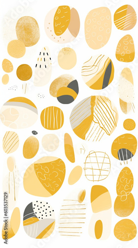 yellow abstract minimal vector boho shapes and lines