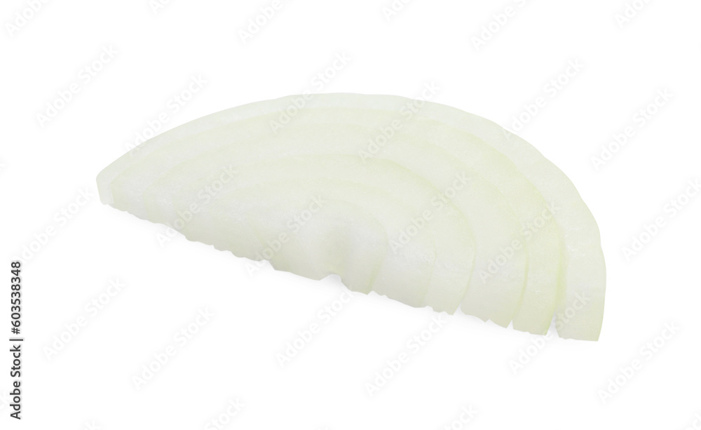 Slice of fresh ripe onion isolated on white Slice of fresh ripe onion isolated on white
