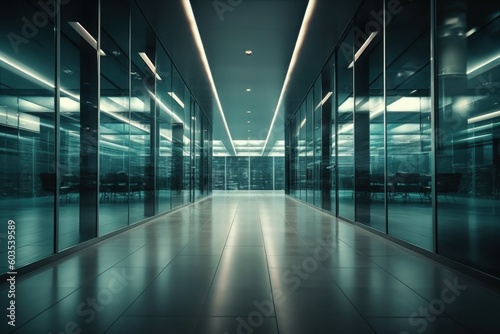 Corridor of a modern office business center. AI generated, human enhancement