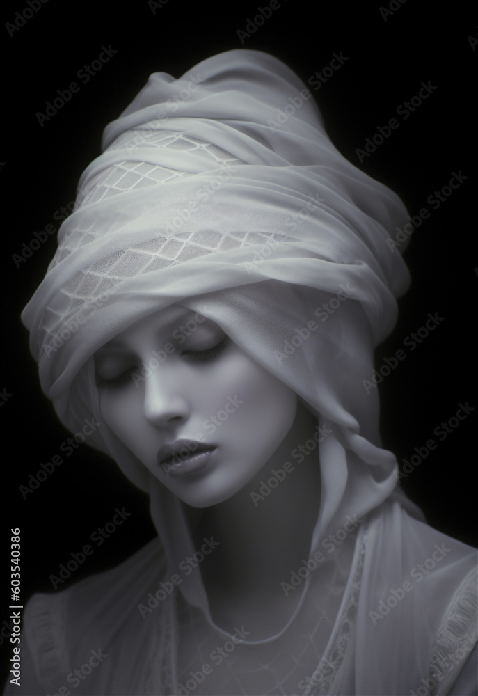 Portrait. Generative AI Illustration of A Young Elegant Woman in A Studio. Portrait. Generative AI Illustration of A Young Elegant Woman in A Studio.