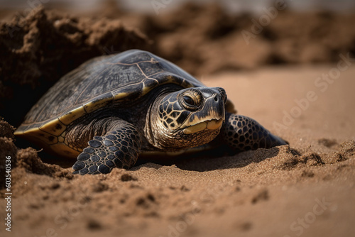 a turtle in the sand
