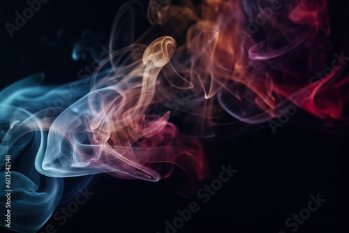 A close up of smoke on a black background. Generative AI. © tilialucida