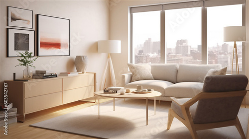 Generative AI, Scandinavian Minimalist Living Room © icehawk33