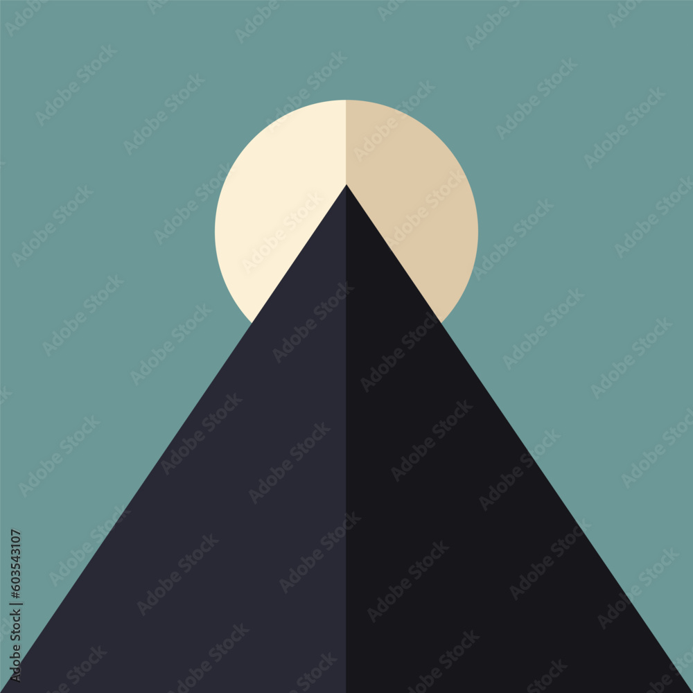 mountain and sun flat geometric minimal logo vector illustration template design mountain and sun flat geometric minimal logo vector illustration template design