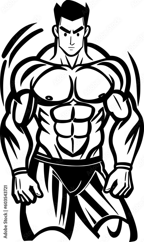 Fototapeta premium black and white of man cartoon