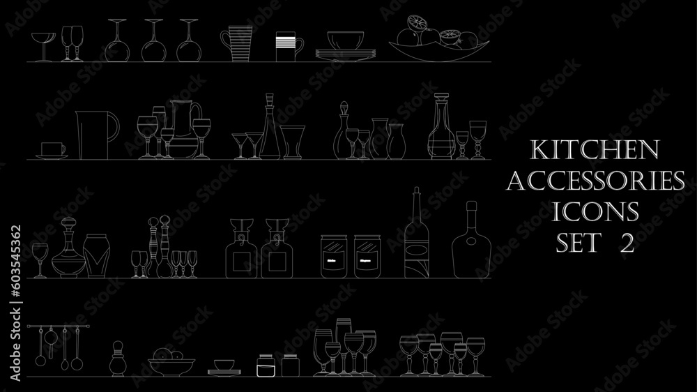 Kitchen Accessories icons set 2, Kitchen Accessories icons, Kitchen Accessories, Kitchen, vector, design, illustration, set, symbol, business, icon, coffee