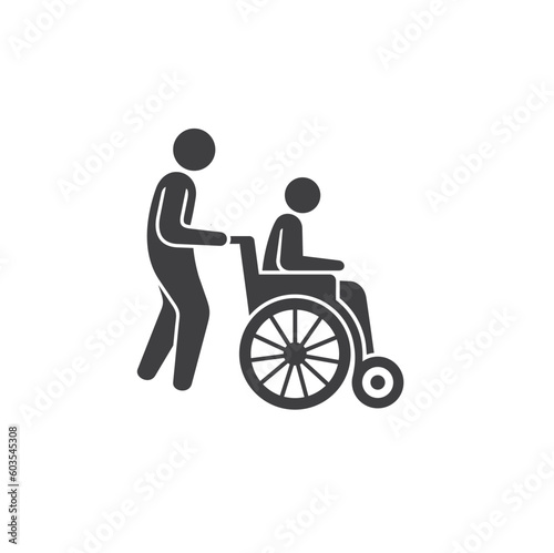 illustration of wheelchair, wheelchair icon, vector art.