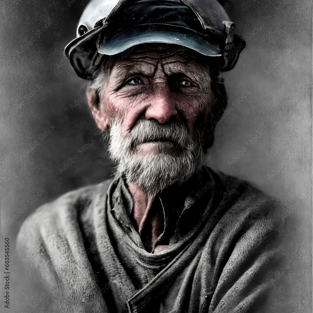 Striking Artwork of an Old Man, Portrait of an Old Man, Painting of an Old Miner Striking Artwork of an Old Man, Portrait of an Old Man, Painting of an Old Miner