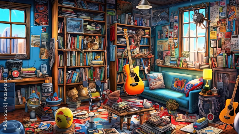 Fototapeta premium Room with rock and roll interior concept